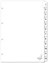 Intercalaires Kangaro PK412C A4 4 perforations numéro 1-12 carton blanc