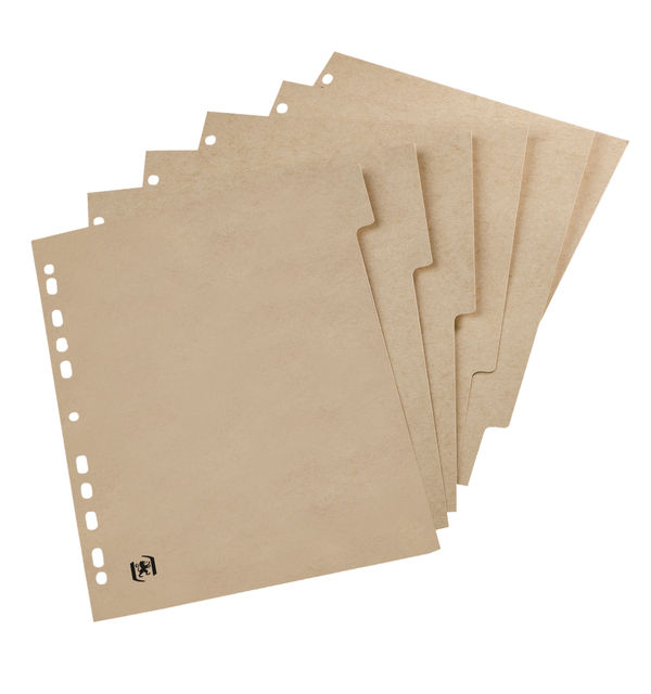 Intercalaire Oxford Touareg A4 11 perforations 5 onglets carton naturel