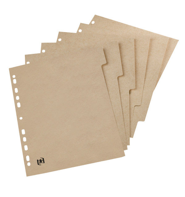 Intercalaire Oxford Touareg A4 11 perforations 6 onglets carton naturel