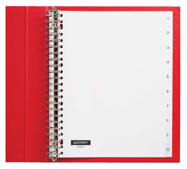 Intercalaire Quantore 23 perforations numéro 1-10 PP blanc