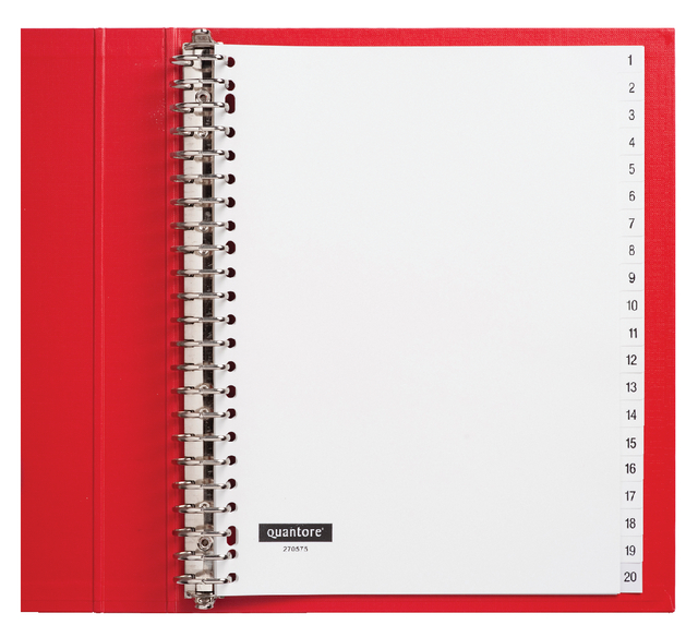 Intercalaire Quantore 23 perforations numéro 1-20 PP blanc