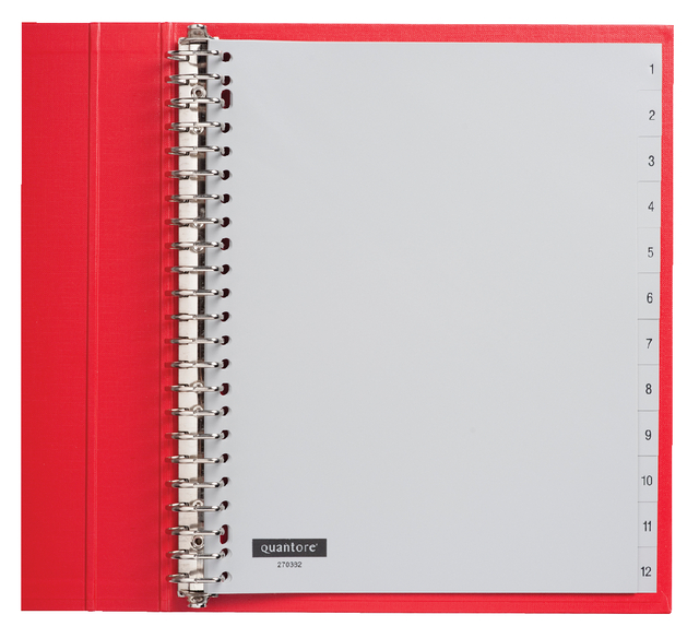 Intercalaire Quantore 23 perforations numéro 1-12 extra large PP gris