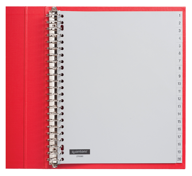Intercalaire Quantore 23 perforations numéro 1-20 extra large PP gris