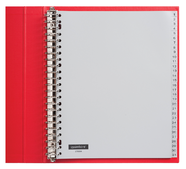 Intercalaire Quantore 23 perforations numéro 1-31 extra large PP gris