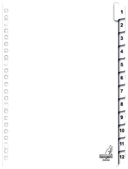 Intercalaires Kangaro 23 perf PK412CM numéro 1-12 carton