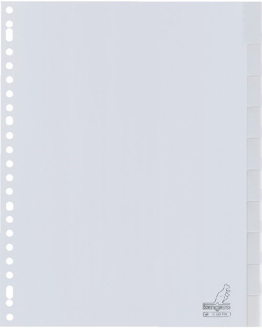 Intercalaire Kangaro G410FM A4 23 perforations 10 onglets + fenêtre PP gris