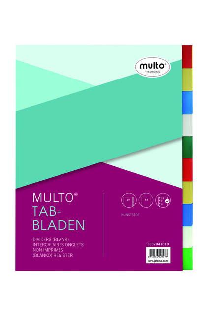 Intercalaire Multo A4 23 perforations 10 onglets PP assorti
