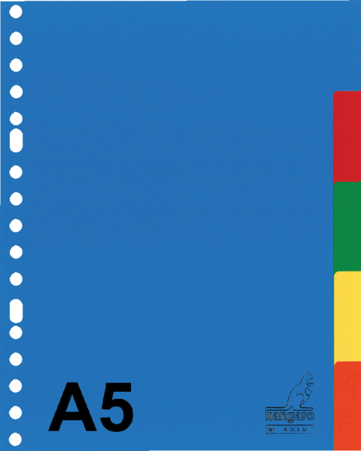 Intercalaire Kangaro A505M A5 17 perforations 5 onglets PP assorti