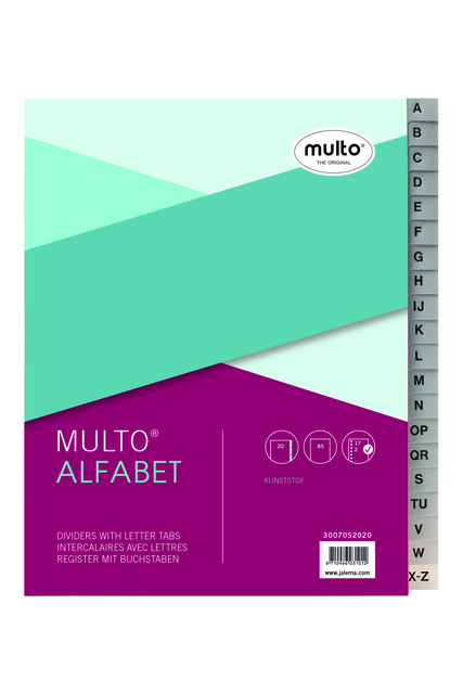 Intercalaire Multo A5 17 perforations A-Z PP gris