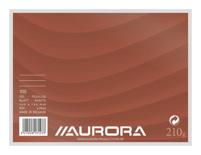 Fiche Système Aurora 200x150mm ligné + marge en-tête rouge 210g blanc 100 feuilles