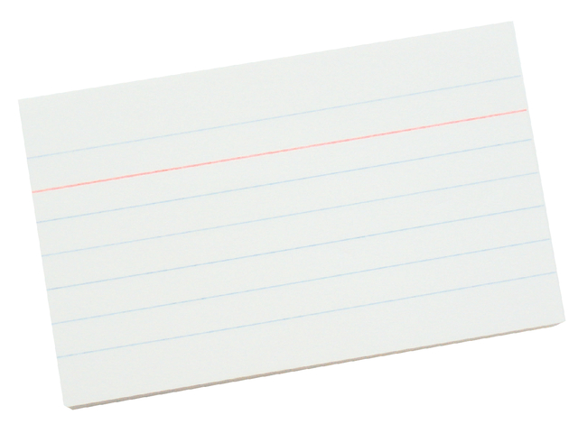Fiche Système Qbasic 90x55mm ligné + ligne en-tête rouge 210g blanc 100 pièces