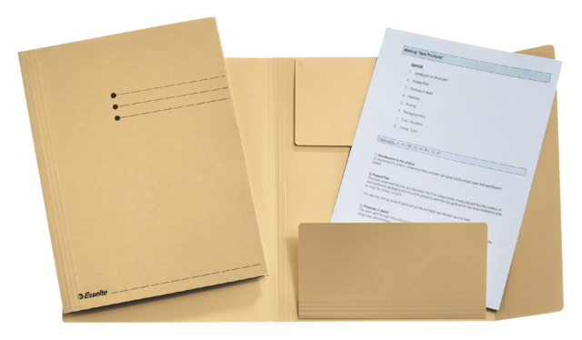 Dossiermap Esselte A4 3 kleppen manilla 275gr beige
