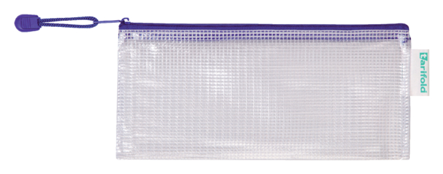 Pochette rangement Tarifold avec zip 250x130mm PVC bleu