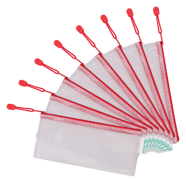 Pochette rangement Tarifold avec zip 250x130mm PVC rouge