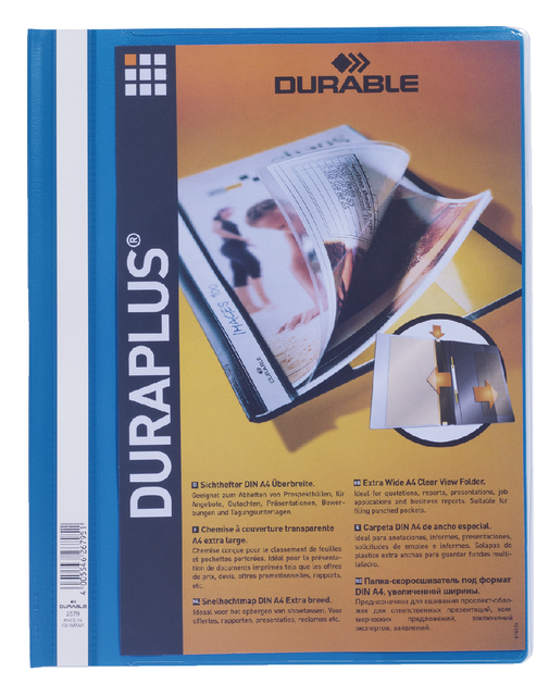 Chemise à lamelle Durable Duraplus A4 bleu