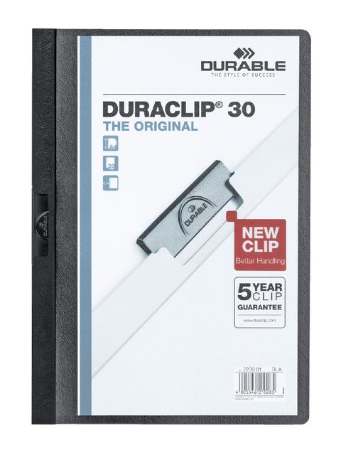 Chemise à clip Durable Duraclip A4 3mm 30 feuilles noir