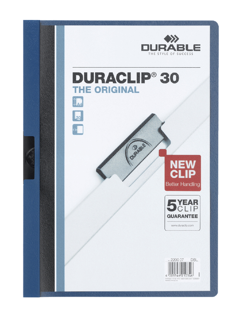Chemise à clip Durable Duraclip A4 3mm 30 feuilles bleu