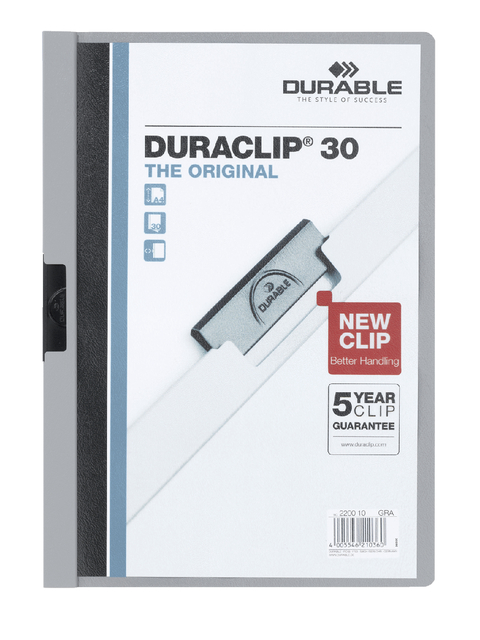 Chemise à clip Durable Duraclip A4 3mm 30 feuilles gris