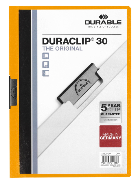 Chemise à clip Durable Duraclip A4 3mm 30 feuilles orange