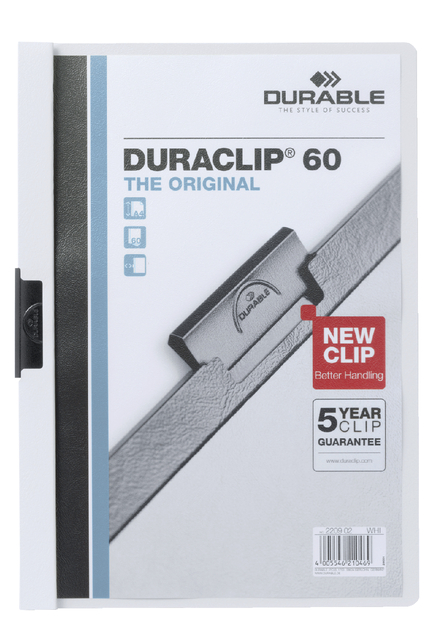 Chemise à clip Durable Duraclip A4 6mm 60 feuilles blanc
