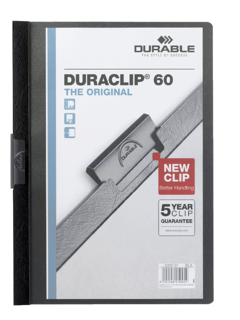 Chemise à clip Durable Duraclip A4 6mm 60 feuilles noir