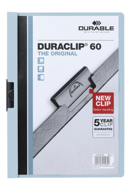 Chemise à clip Durable Duraclip A4 6mm 60 feuilles bleu