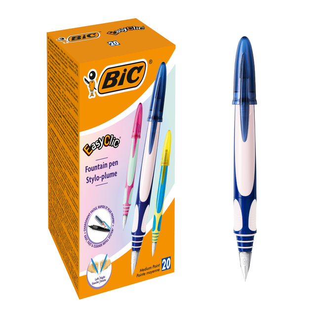 Stylo plume BIC EasyClic Medium assorti