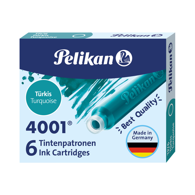 Cartouche d’encre Pelikan 4001 turquoise 6 pièces