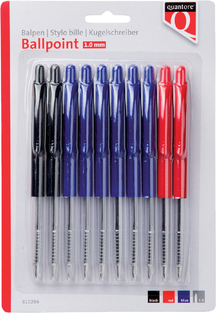 Stylo bille Quantore rétractable assorti 10 pièces