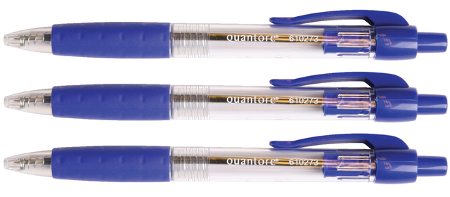 Stylo bille Quantore Grip rétractable Medium bleu