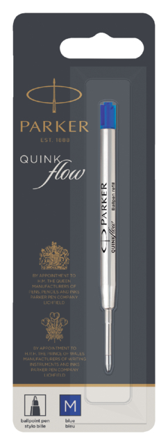 Recharge stylo bille Parker Quinkflow Medium bleu blister