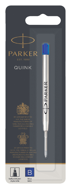 Recharge stylo bille Quinkflow large blister bleu 1 pièce