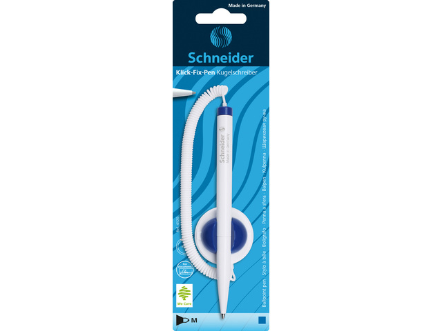 Stylo bille de comptoir Schneider Klick-Fix Medium bleu blister 1 pièce