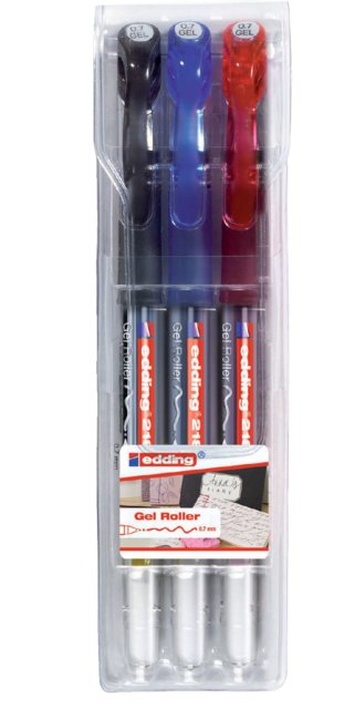 Roller gel edding 2185 M étui 3 couleurs assorti