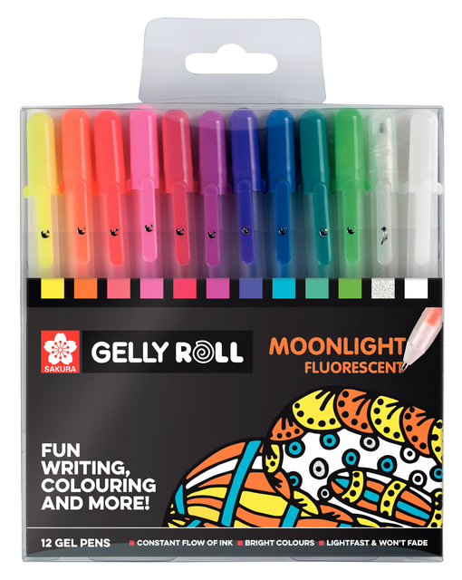Roller gel Sakura Gelly Roll Moonlight Fluo set 12 couleurs