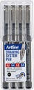 Fineliner Artline set avec 0,2-0,4-0,6 et 0,8mm noir
