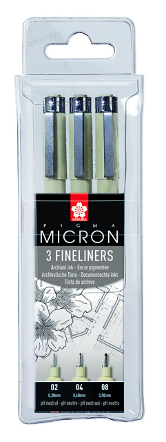 Fineliner Sakura Pigma Micron blister 3 pièces noir