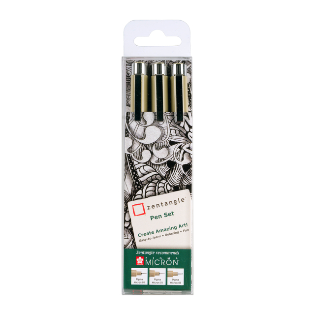 Tekenset Sakura Zentangle set à 3 pennen zwart