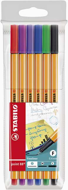 Fineliner STABILO point 88/6 Fin assorti étui 6 pièces