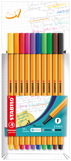 Fineliner STABILO Point 88/10 Fin étui 10 pièces assorti