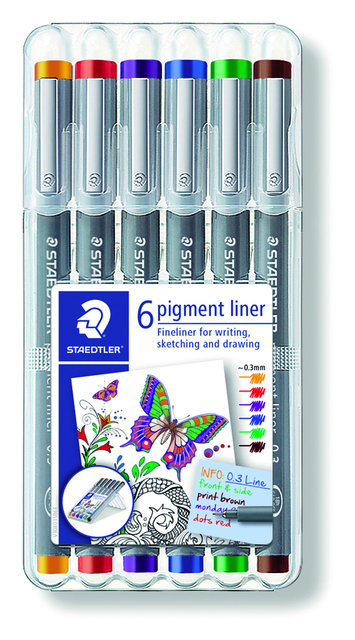 Fineliner Staedtler 308 0,3mm assorti set 6 pièces