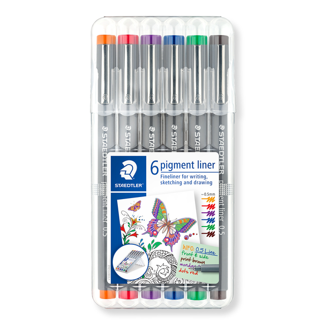 Fineliner Staedtler 308 Pigment 0,5mm assorti set 6 pièces