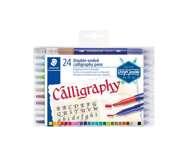 Feutre calligraphe Staedtler pointe duo 2.0 et 3.5mm 24 couleurs