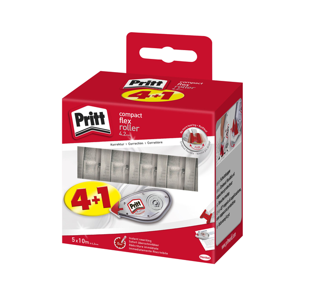 Roller correcteur Pritt Compact Flex 4,2mmx10m valuepack 4+1 gratuit