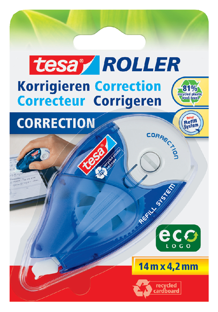 Correctietape tesa® ecoLogo® 4,2mmx14m navulbaar op blister