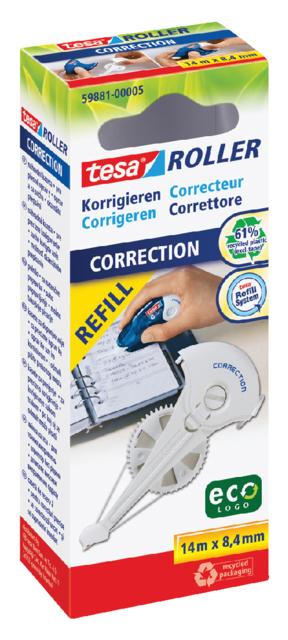 Recharge Roller Correcteur tesa® ecoLogo® 14mx8,4mm boîte à accrocher