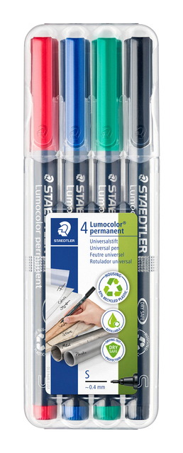 Feutre Staedtler Lumocolor 313 permanent S 4 pièces assorti