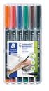 Viltstift Staedtler Lumocolor 313 permanent S set à 6 stuks assorti