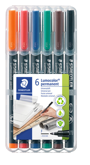 Feutre Staedtler Lumocolor 318 permanent Fin 6 pièces assorti