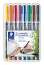 Viltstift Staedtler Lumocolor 318 permanent F set à 8 stuks assorti